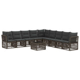 vidaXL Tuinbank Set 10 pcs Zwart poly rattan