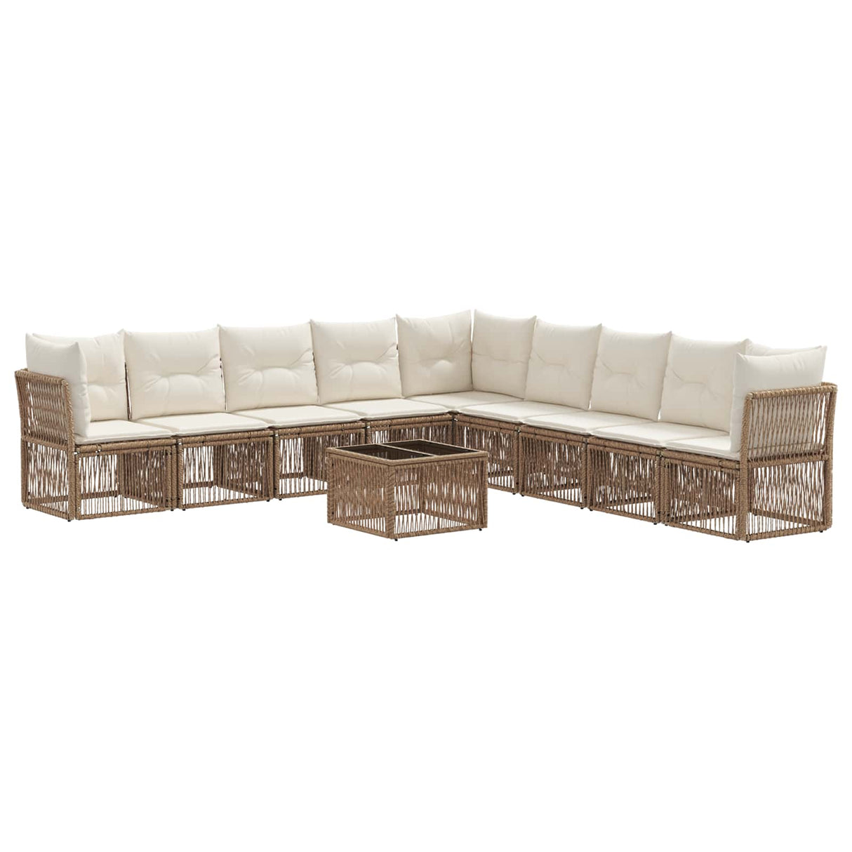 vidaXL Tuinbank Set 10 pcs Zwart poly rattan