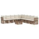 vidaXL Tuinbank Set 10 pcs Zwart poly rattan