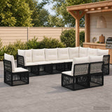 vidaXL Tuinbank Set 11 pcs Zwart poly rattan