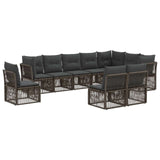 vidaXL Tuinbank Set 11 pcs Zwart poly rattan