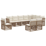 vidaXL Tuinbank Set 11 pcs Zwart poly rattan