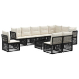 vidaXL Tuinbank Set 11 pcs Zwart poly rattan
