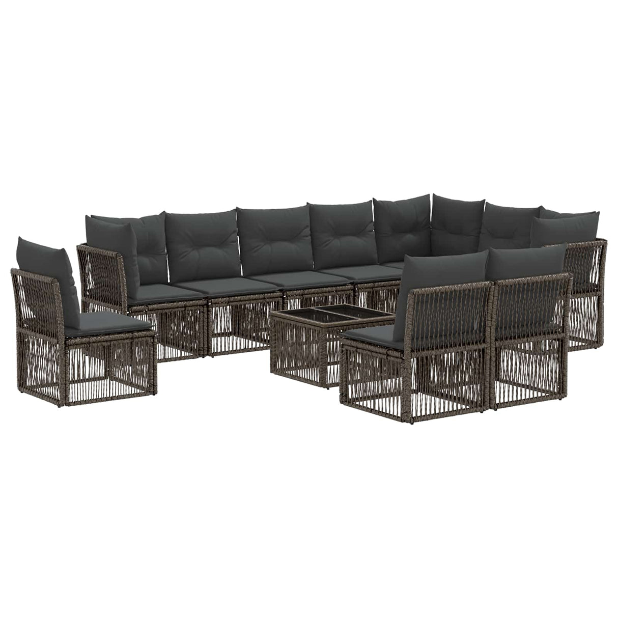 vidaXL Tuinbank Set 11 pcs Zwart poly rattan
