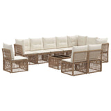 vidaXL Tuinbank Set 11 pcs Zwart poly rattan