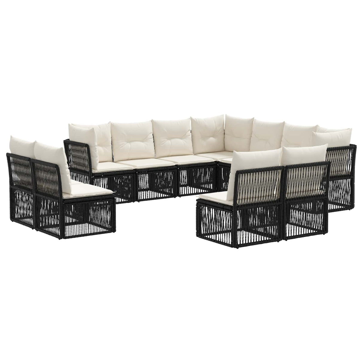 vidaXL Tuinbank Set 12 pcs Zwart poly rattan