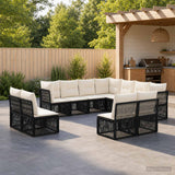 vidaXL Tuinbank Set 12 pcs Zwart poly rattan