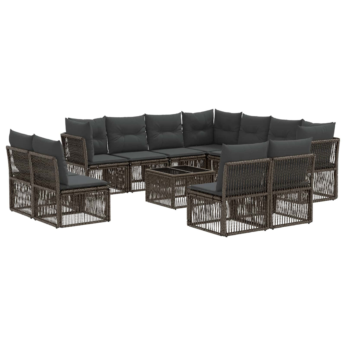 vidaXL Tuinbank Set 12 pcs Zwart poly rattan