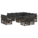 vidaXL Tuinbank Set 12 pcs Zwart poly rattan