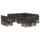 vidaXL Tuinbank Set 12 pcs Zwart poly rattan
