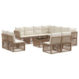 vidaXL Tuinbank Set 12 pcs Zwart poly rattan