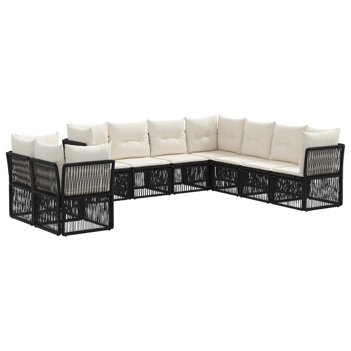 vidaXL Garden Sofa Set 10 pcs Black poly rattan