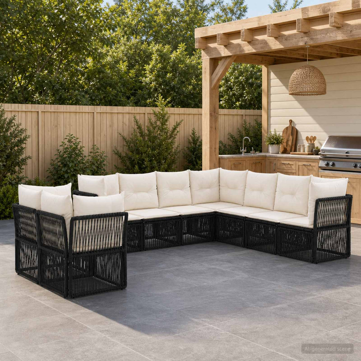 vidaXL Garden Sofa Set 10 pcs Black poly rattan