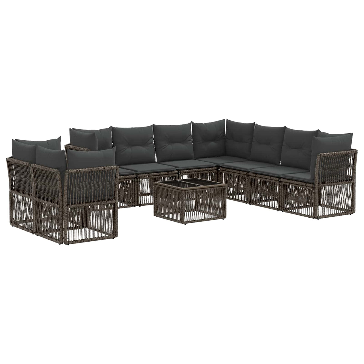 vidaXL Garden Sofa Set 10 pcs Black poly rattan