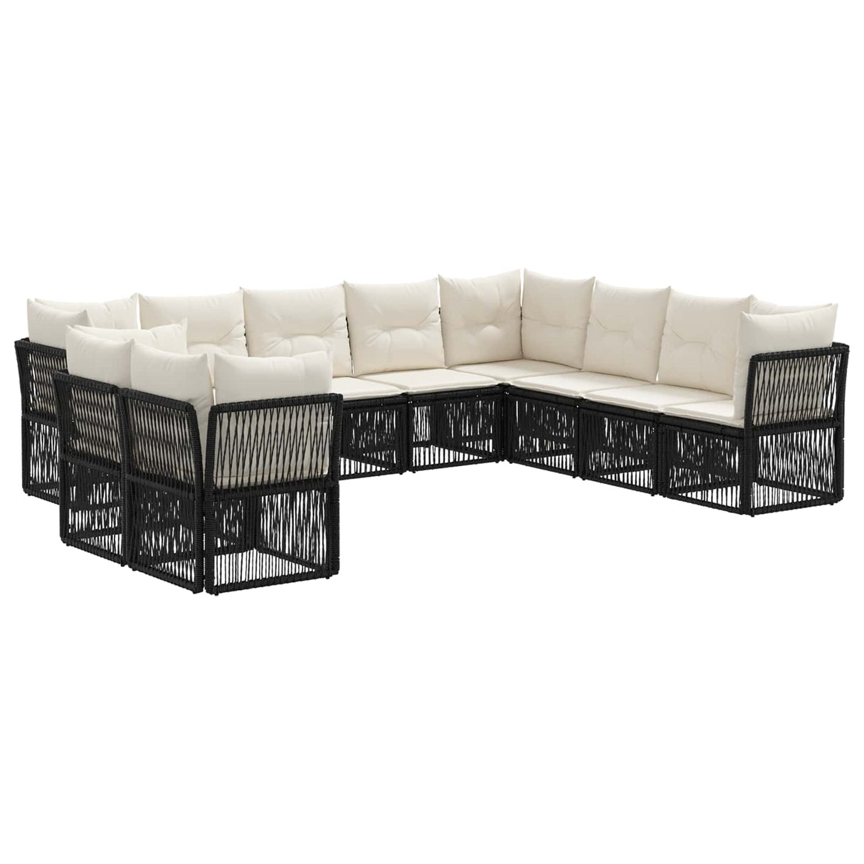 vidaXL Tuinbank Set 11 pcs Zwart poly rattan