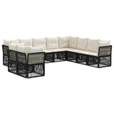 vidaXL Tuinbank Set 11 pcs Zwart poly rattan