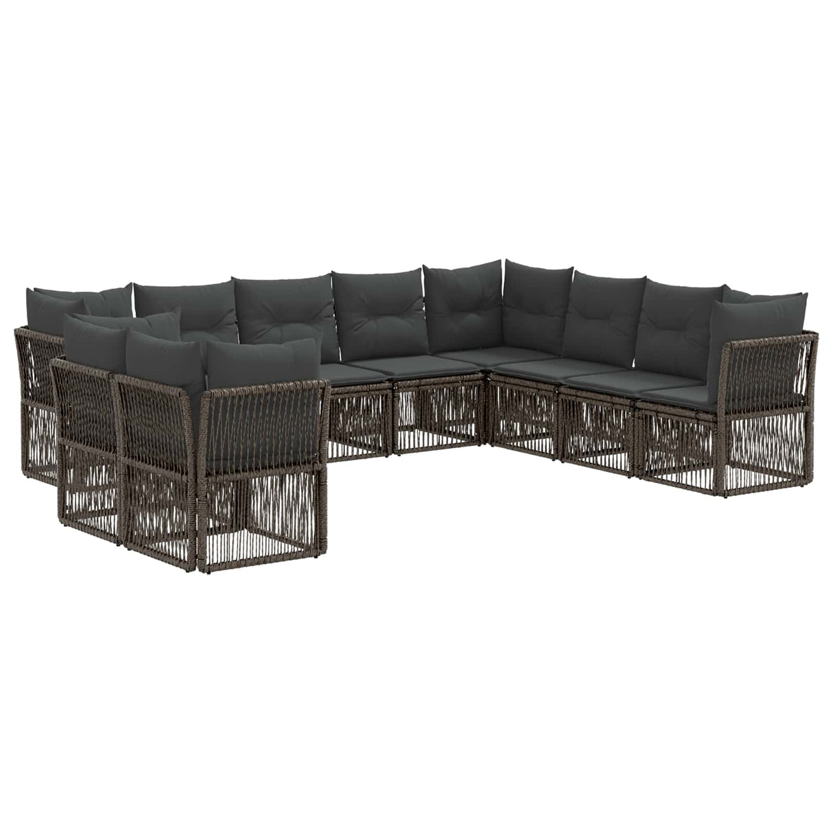 vidaXL Tuinbank Set 11 pcs Zwart poly rattan