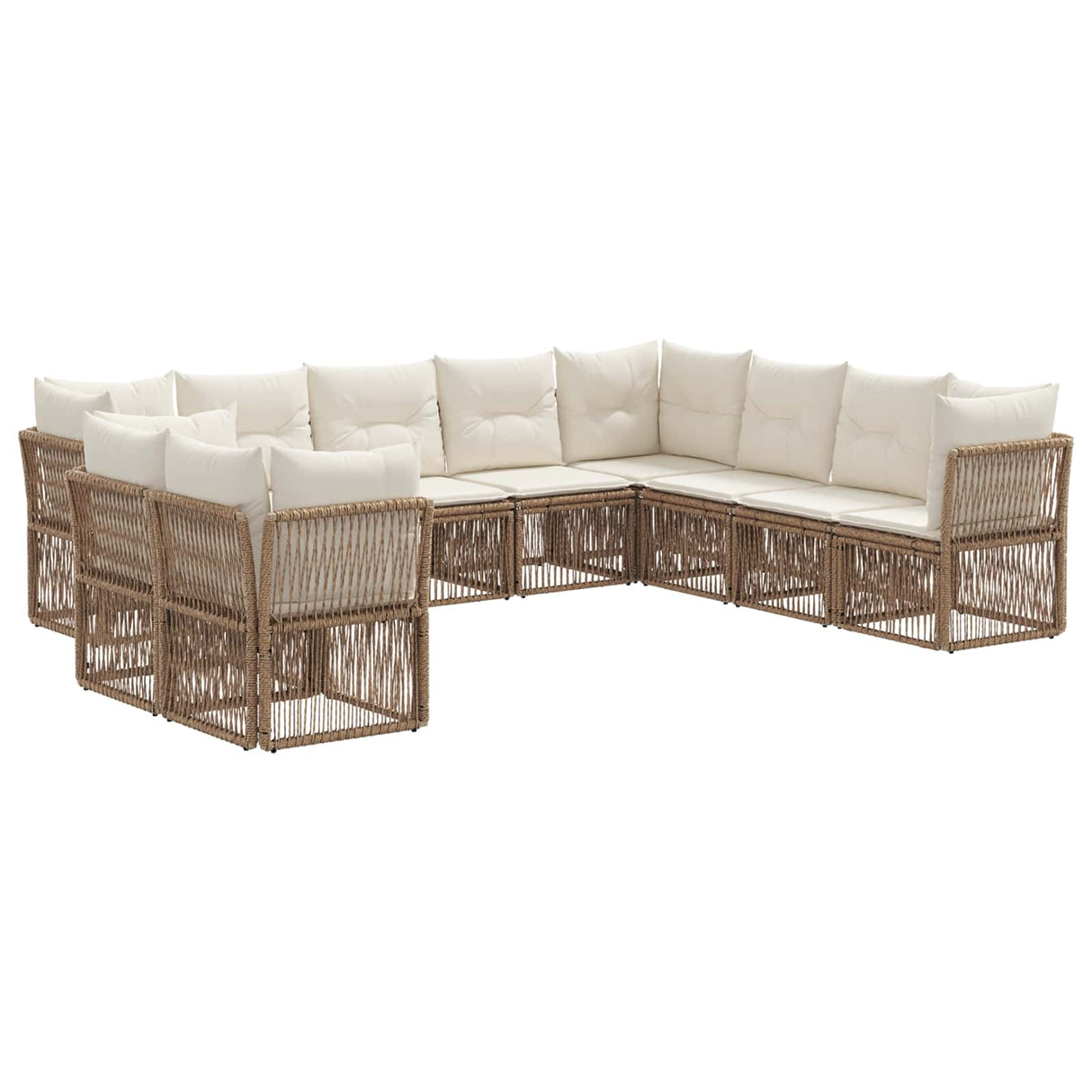 vidaXL Tuinbank Set 11 pcs Zwart poly rattan
