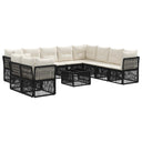 vidaXL Tuinbank Set 11 pcs Zwart poly rattan