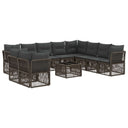 vidaXL Tuinbank Set 11 pcs Zwart poly rattan