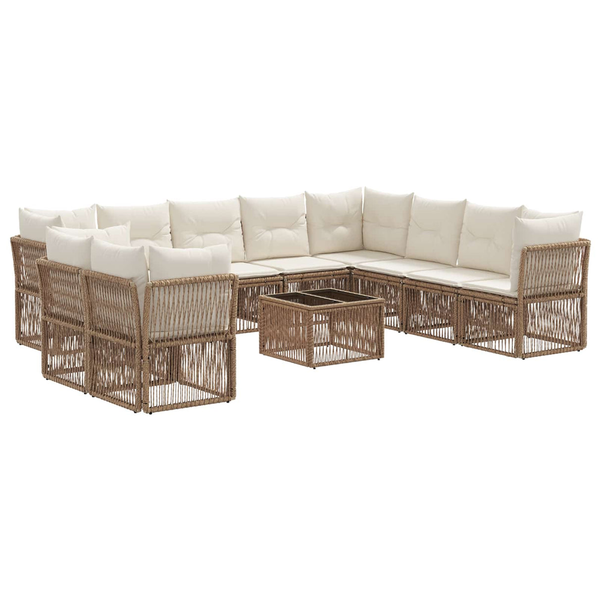 vidaXL Tuinbank Set 11 pcs Zwart poly rattan
