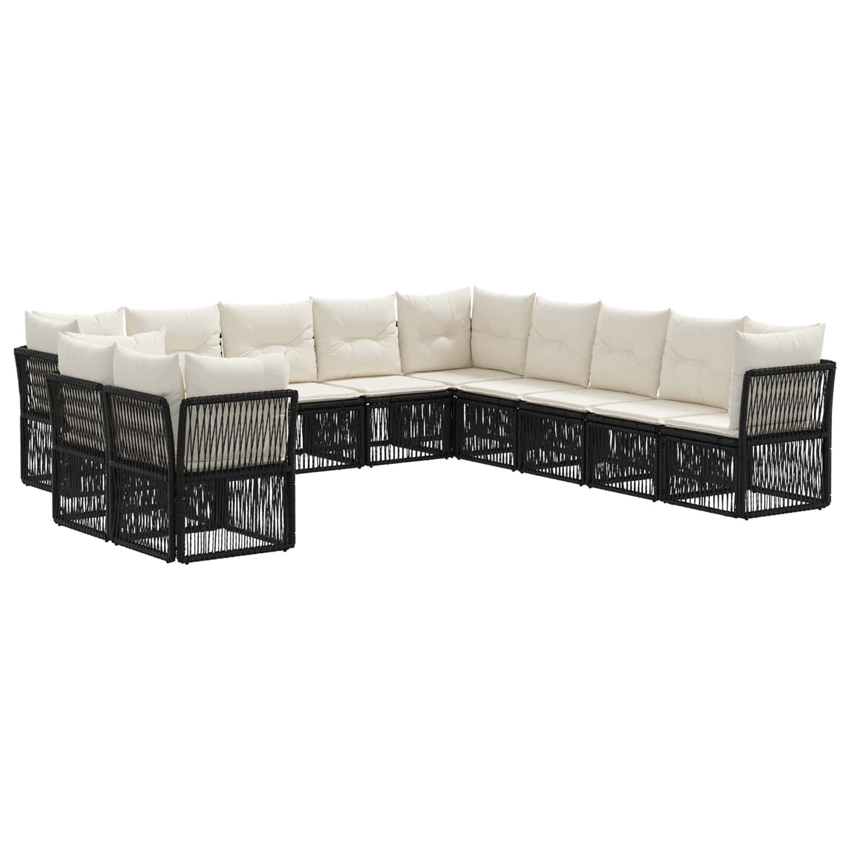 vidaXL Tuinbank Set 12 pcs Zwart poly rattan