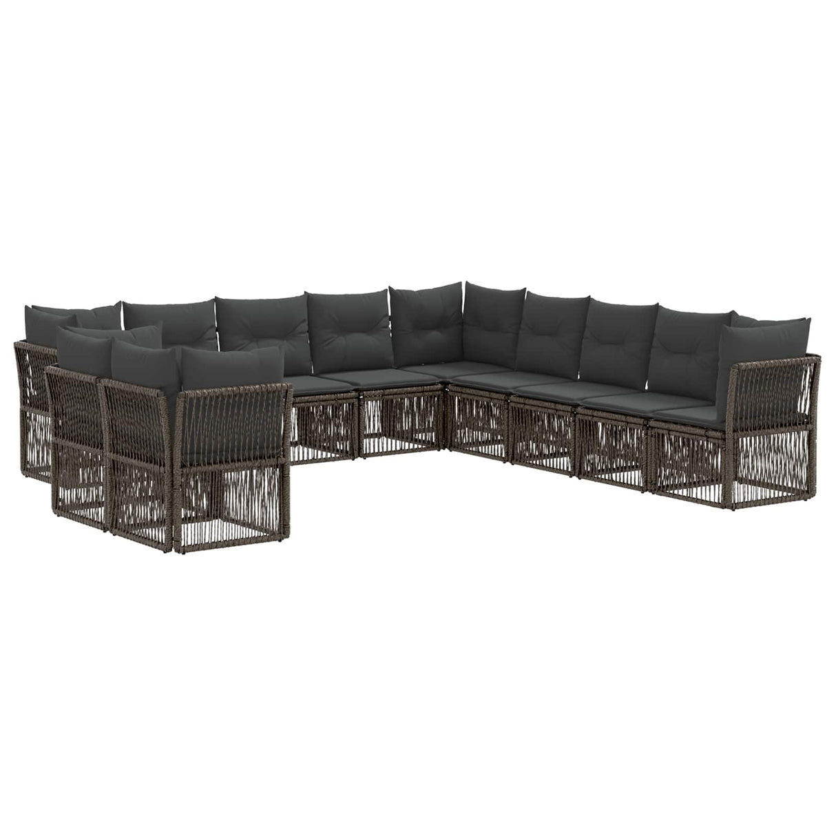 vidaXL Tuinbank Set 12 pcs Zwart poly rattan