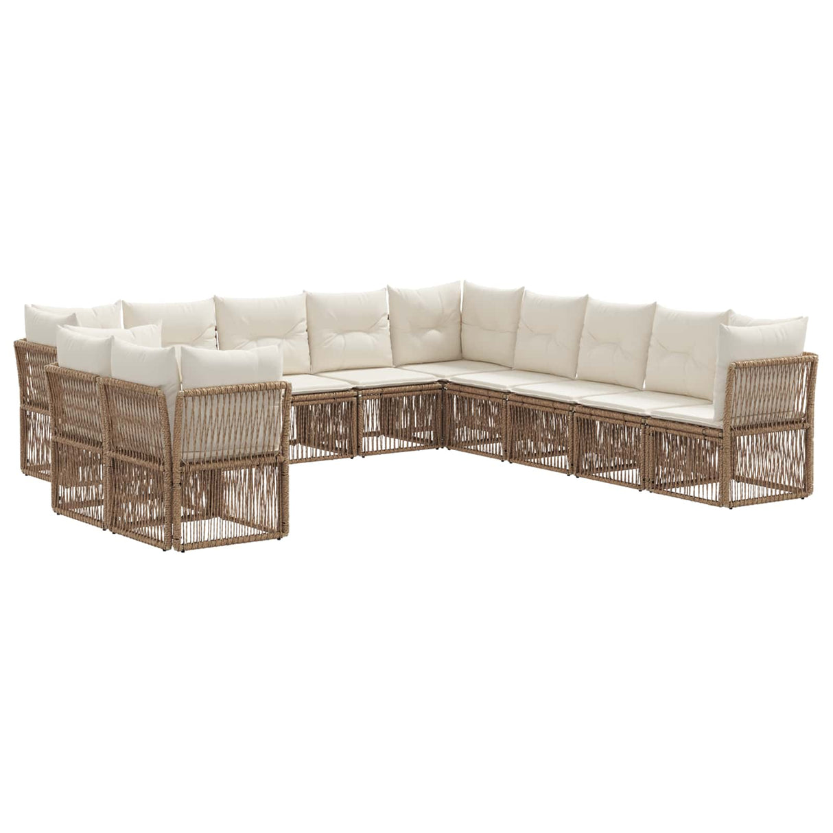 vidaXL Tuinbank Set 12 pcs Zwart poly rattan