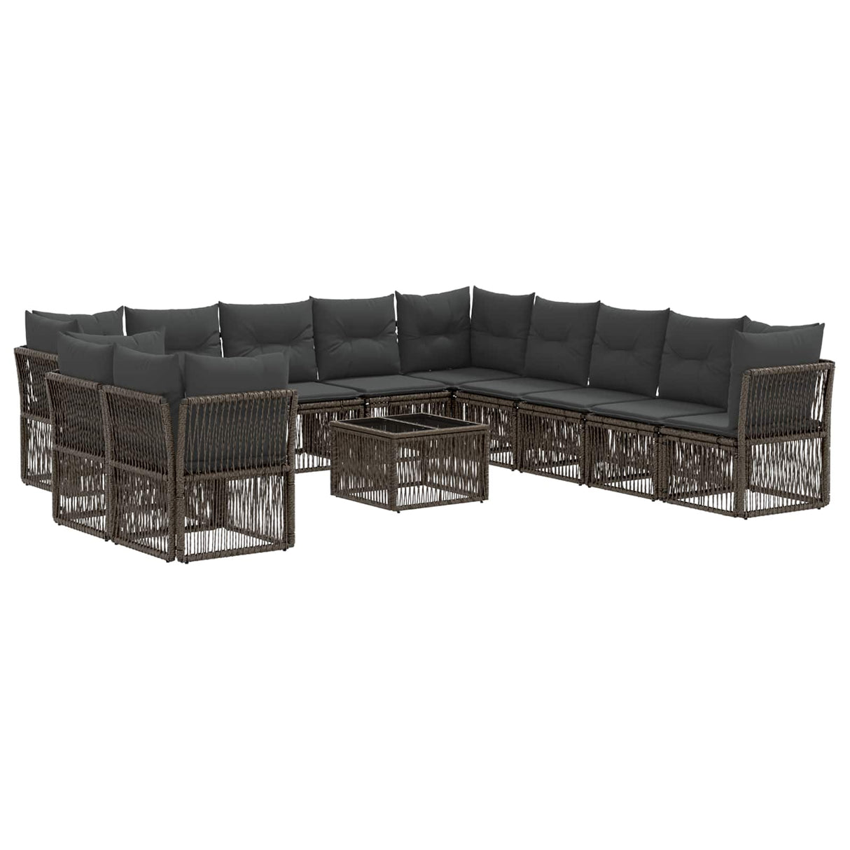 vidaXL Tuinbank Set 12 pcs Zwart poly rattan