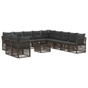 vidaXL Tuinbank Set 12 pcs Zwart poly rattan