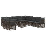 vidaXL Tuinbank Set 12 pcs Zwart poly rattan