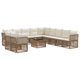vidaXL Tuinbank Set 12 pcs Zwart poly rattan