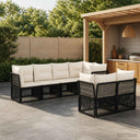 vidaXL Tuinbank Set 7 st 7-Aantal zitplaatsen Zwart poly rattan