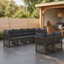 vidaXL Tuinbank Set 7 st 7-Aantal zitplaatsen Zwart poly rattan