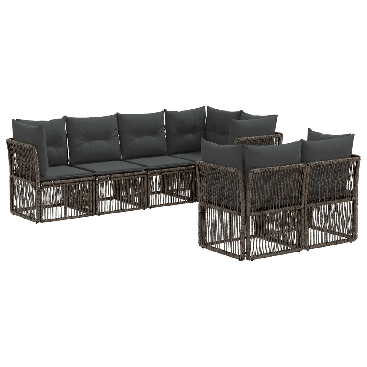 vidaXL Tuinbank Set 7 st 7-Aantal zitplaatsen Zwart poly rattan
