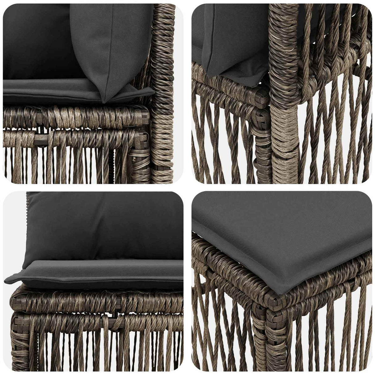 vidaXL Tuinbank Set 7 st 7-Aantal zitplaatsen Zwart poly rattan