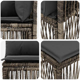 vidaXL Tuinbank Set 7 st 7-Aantal zitplaatsen Zwart poly rattan