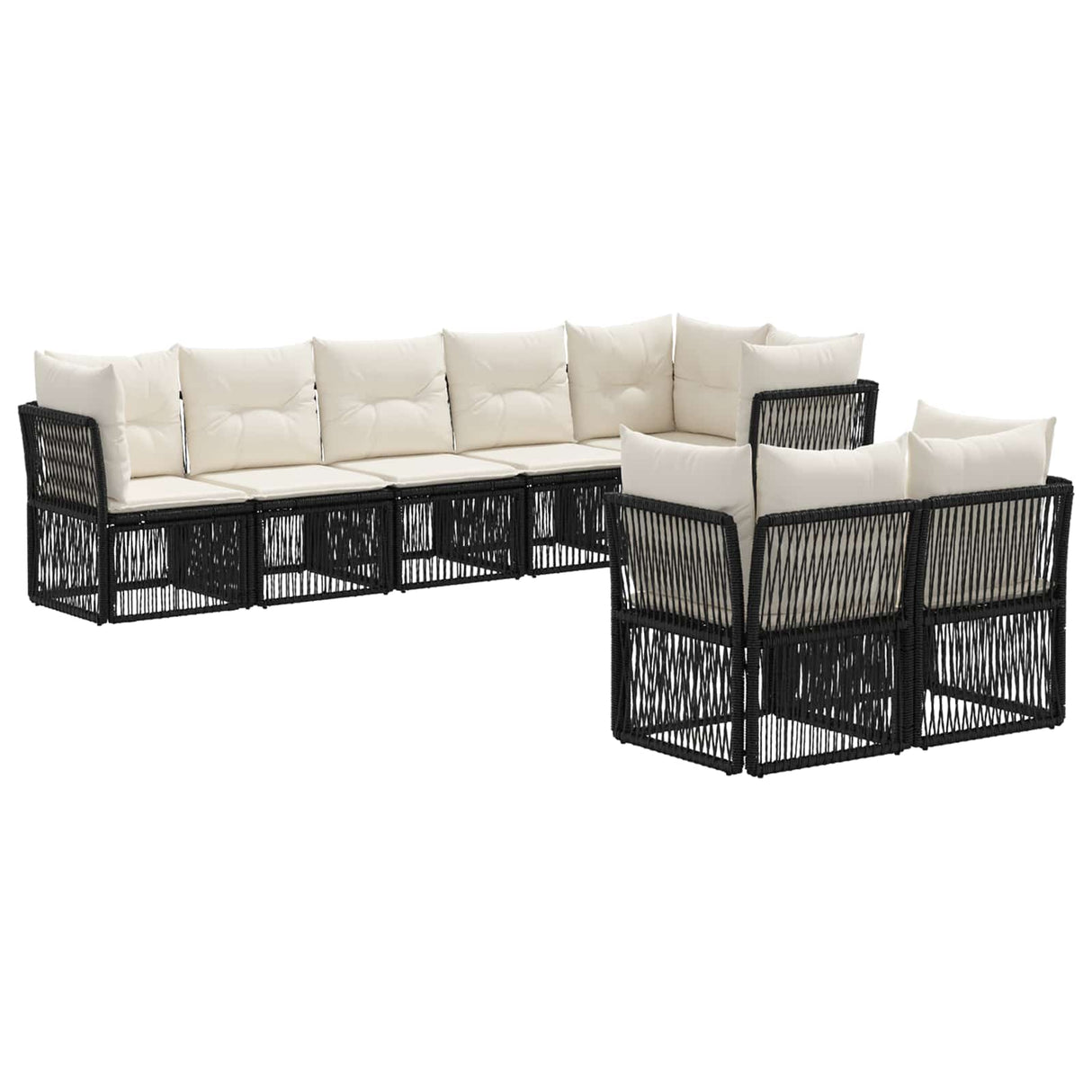 vidaXL Tuinbank Set 9 pcs Zwart poly rattan