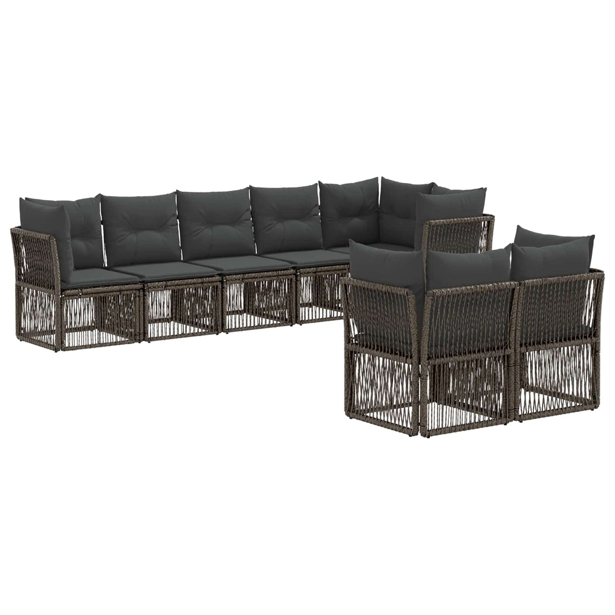 vidaXL Tuinbank Set 9 pcs Zwart poly rattan