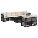 vidaXL Tuinbank Set 9 pcs Zwart poly rattan