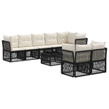 vidaXL Tuinbank Set 9 pcs Zwart poly rattan