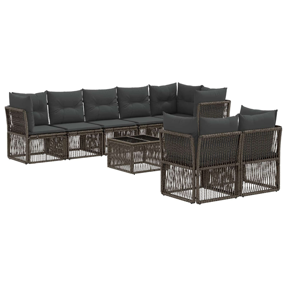 vidaXL Tuinbank Set 9 pcs Zwart poly rattan