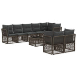vidaXL Tuinbank Set 9 pcs Zwart poly rattan