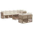 vidaXL Tuinbank Set 9 pcs Zwart poly rattan
