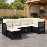 vidaXL Garden Sofa Set 7 pcs Black Poly Rattan