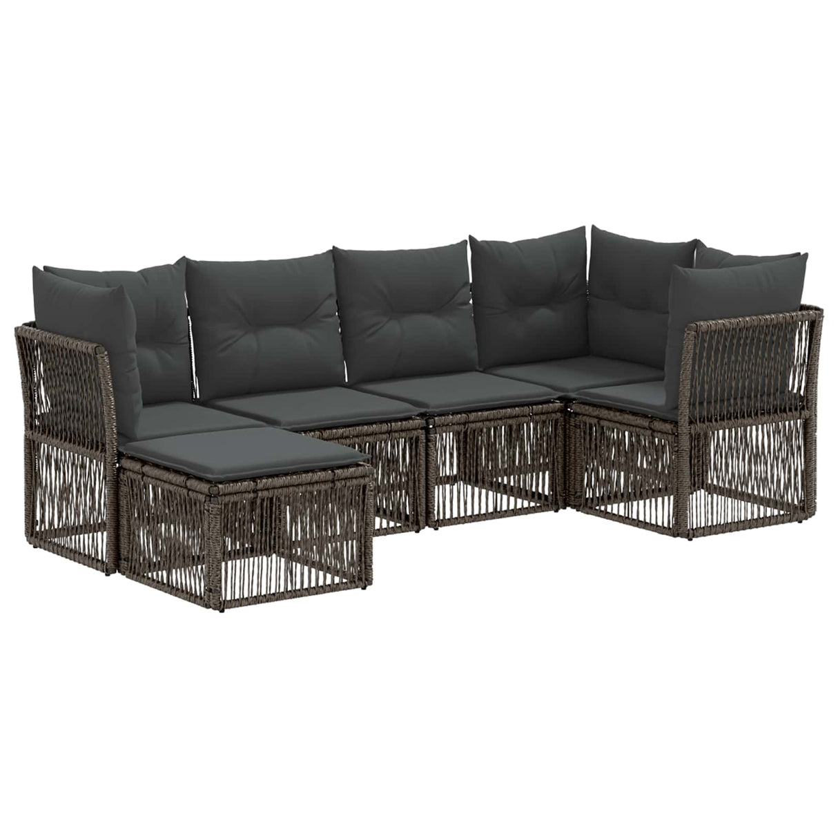 vidaXL Garden Sofa Set 7 pcs Black Poly Rattan