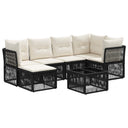 vidaXL Garden Sofa Set 7 pcs Black Poly Rattan