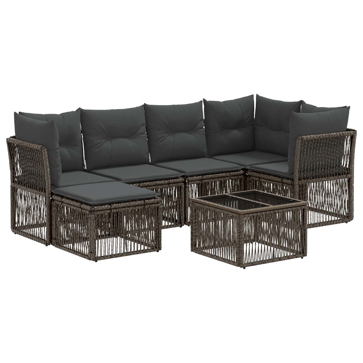 vidaXL Garden Sofa Set 7 pcs Black Poly Rattan