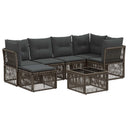 vidaXL Garden Sofa Set 7 pcs Black Poly Rattan