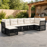 vidaXL Tuinbank Set 8 pcs Zwart poly rattan